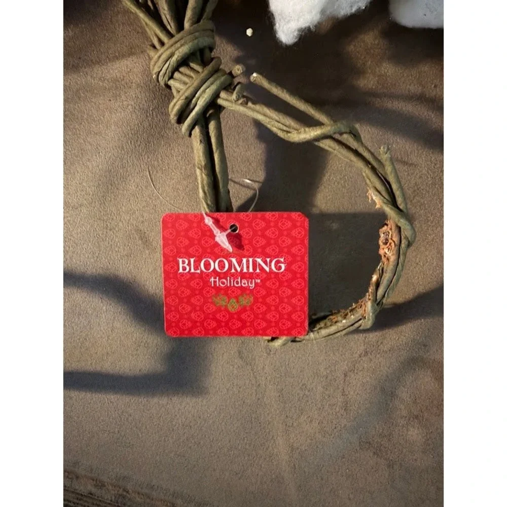 Blooming Holiday Cotton Boll Teardrop Stems Glitter Farmhouse Decor Set of 2 NWT